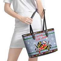 Maryland Symbols Christmas Leather Tote Bag Xmas Holiday Patterns - Wonder Print Shop