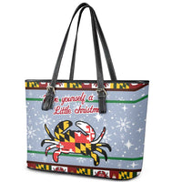 Maryland Symbols Christmas Leather Tote Bag Xmas Holiday Patterns - Wonder Print Shop