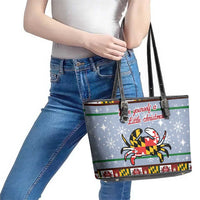 Maryland Symbols Christmas Leather Tote Bag Xmas Holiday Patterns - Wonder Print Shop
