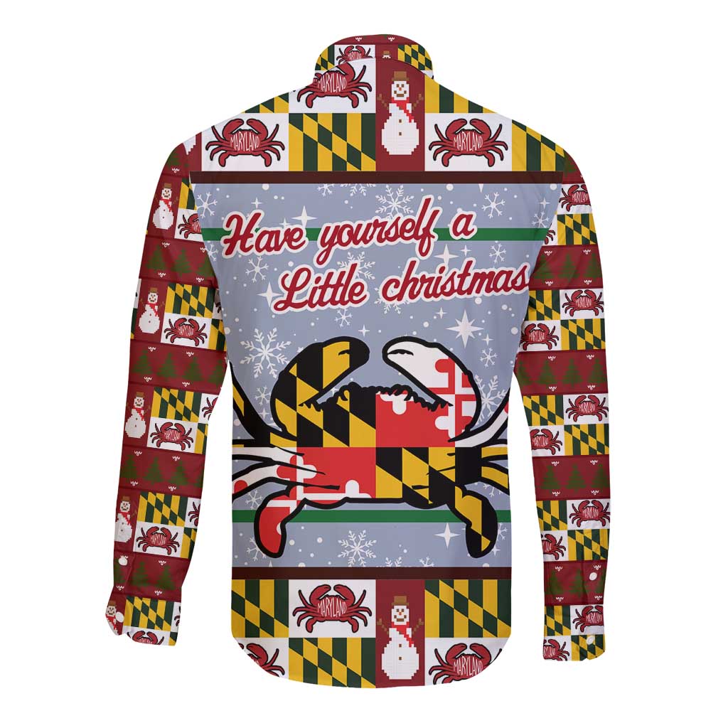 Maryland Symbols Christmas Long Sleeve Button Shirt Xmas Holiday Patterns - Wonder Print Shop