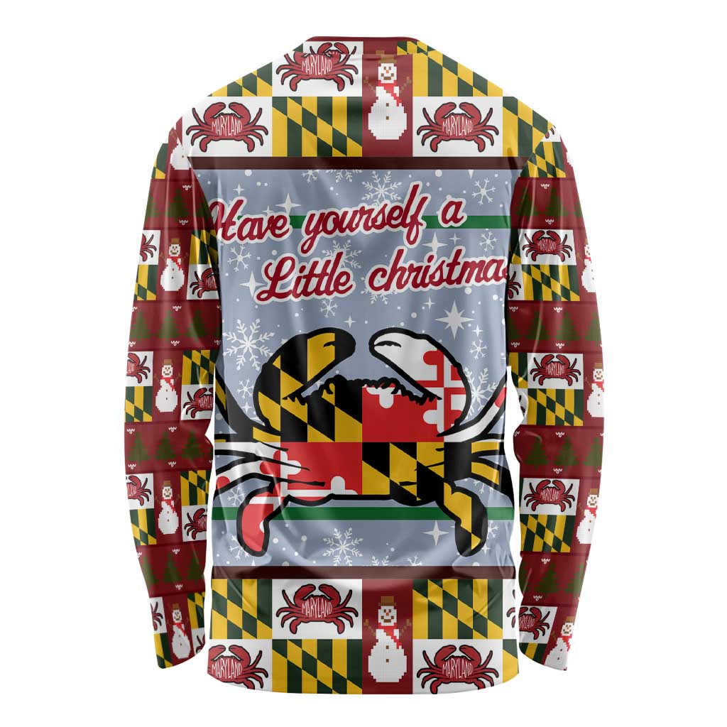 Maryland Symbols Christmas Long Sleeve Shirt Xmas Holiday Patterns - Wonder Print Shop