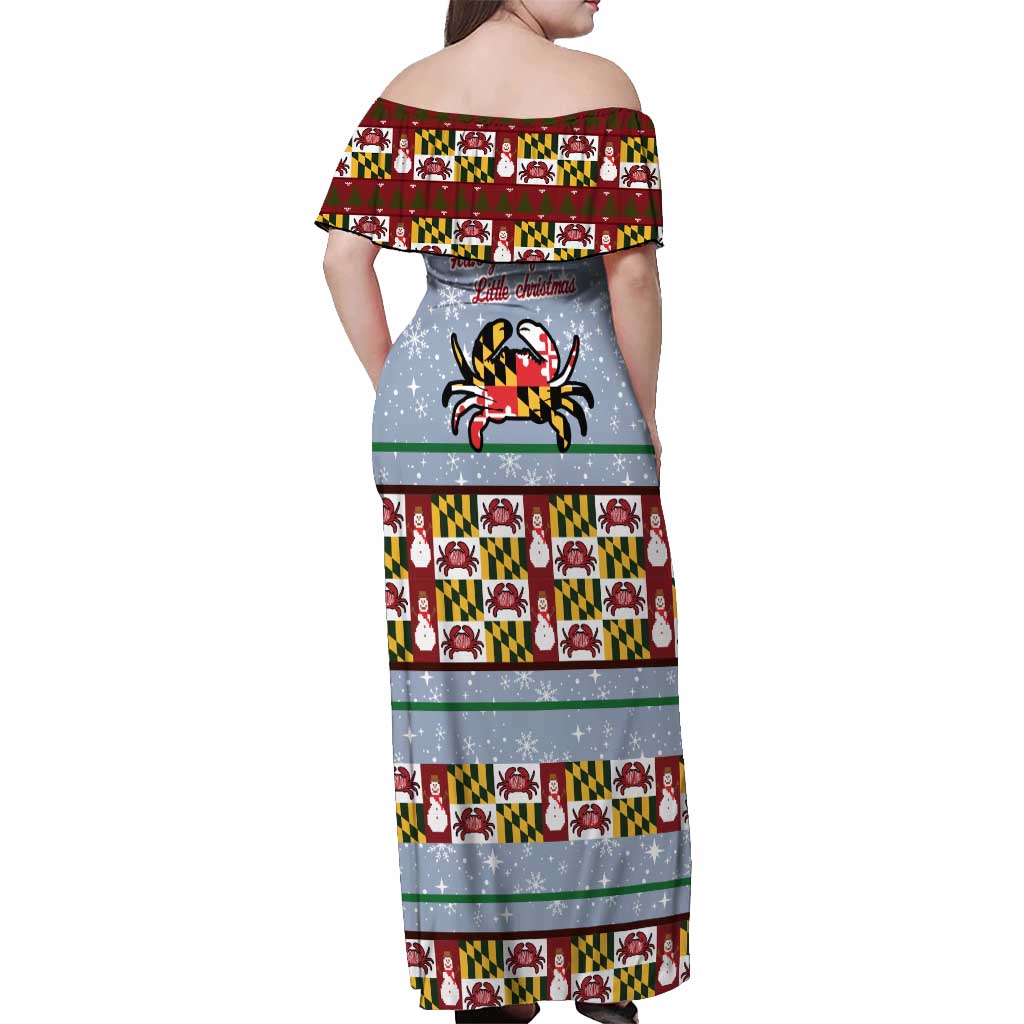 Maryland Symbols Christmas Off Shoulder Maxi Dress Xmas Holiday Patterns - Wonder Print Shop