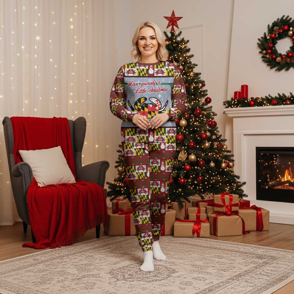 Maryland Symbols Christmas Pajama Set Xmas Holiday Patterns - Wonder Print Shop