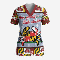 Maryland Symbols Christmas Scrub Top Xmas Holiday Patterns - Wonder Print Shop