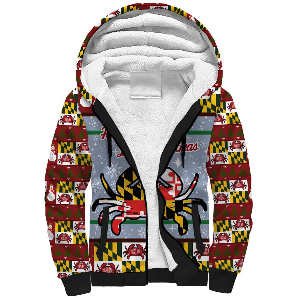 Maryland Symbols Christmas Sherpa Hoodie Xmas Holiday Patterns - Wonder Print Shop