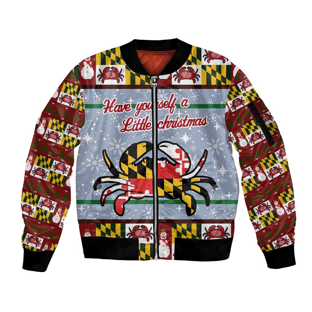 Maryland Symbols Christmas Sleeve Zip Bomber Jacket Xmas Holiday Patterns - Wonder Print Shop