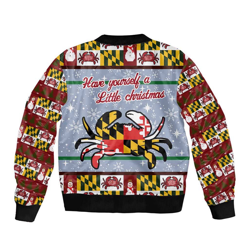 Maryland Symbols Christmas Sleeve Zip Bomber Jacket Xmas Holiday Patterns - Wonder Print Shop