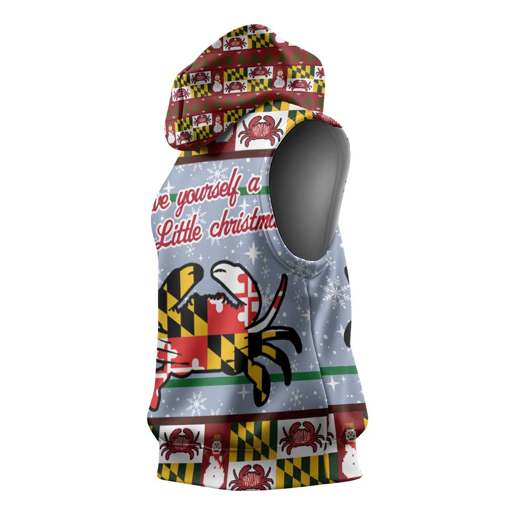 Maryland Symbols Christmas Sleeveless Hoodie Xmas Holiday Patterns - Wonder Print Shop