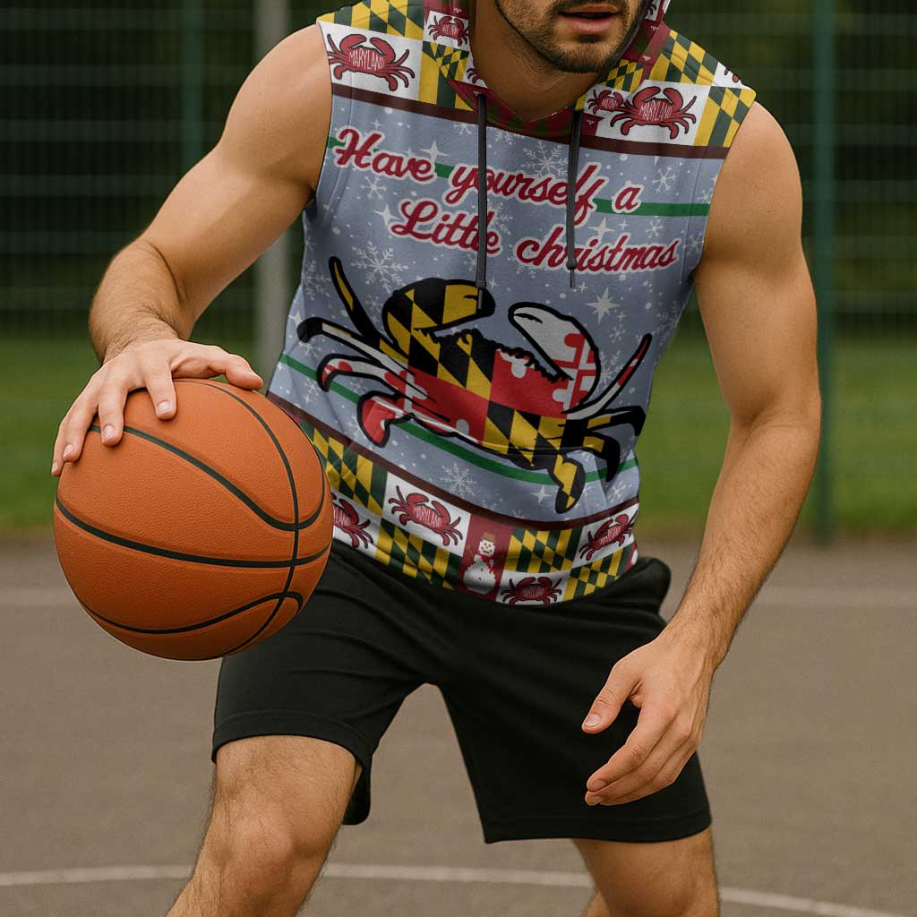 Maryland Symbols Christmas Sleeveless Hoodie Xmas Holiday Patterns - Wonder Print Shop