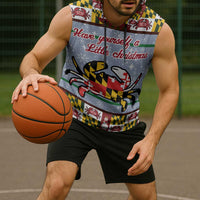 Maryland Symbols Christmas Sleeveless Hoodie Xmas Holiday Patterns - Wonder Print Shop