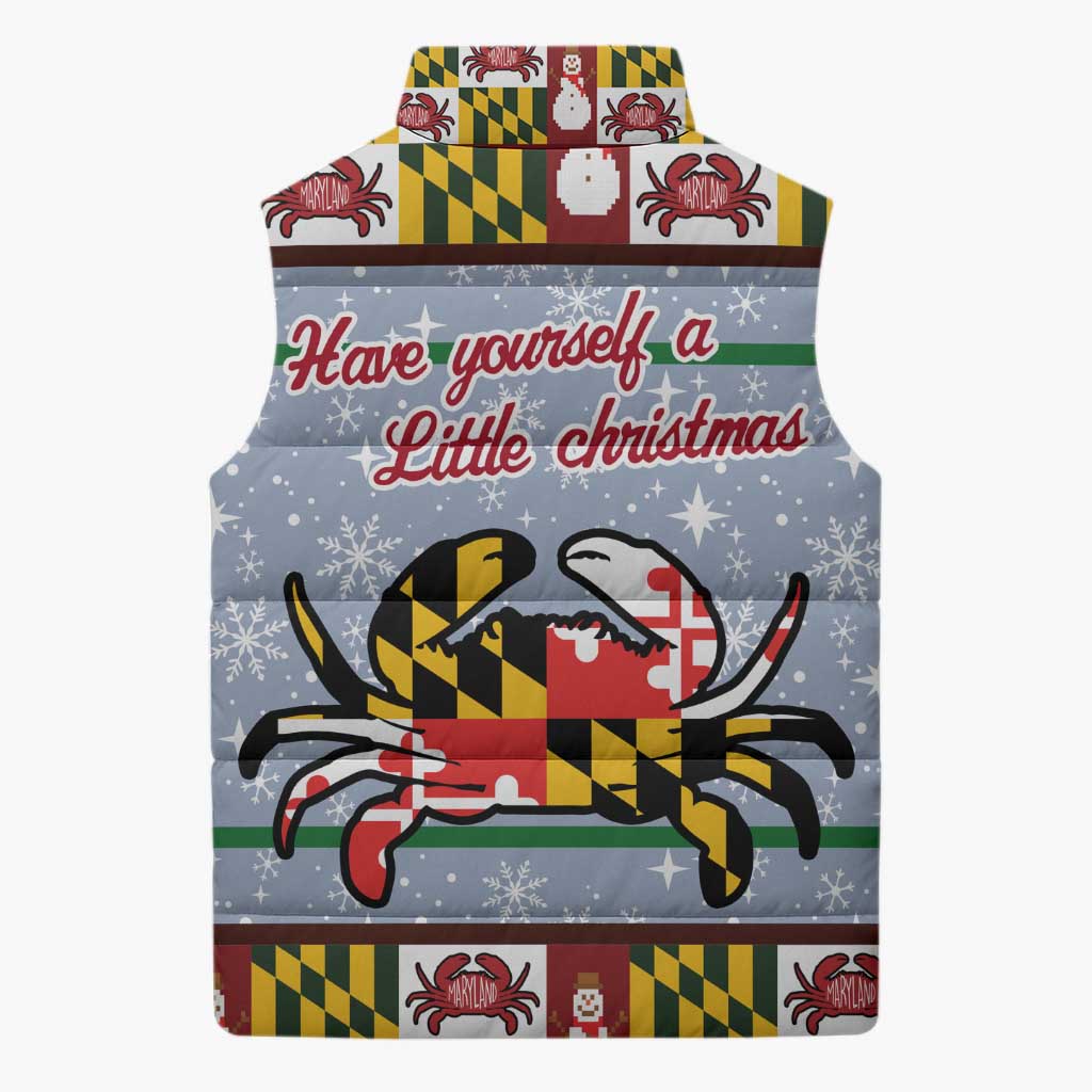 Maryland Symbols Christmas Sleeveless Puffer Jacket Xmas Holiday Patterns - Wonder Print Shop