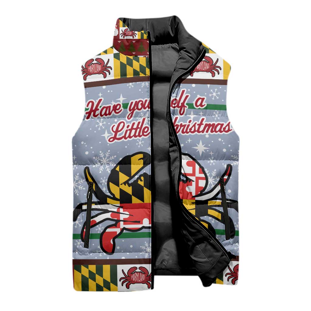 Maryland Symbols Christmas Sleeveless Puffer Jacket Xmas Holiday Patterns - Wonder Print Shop
