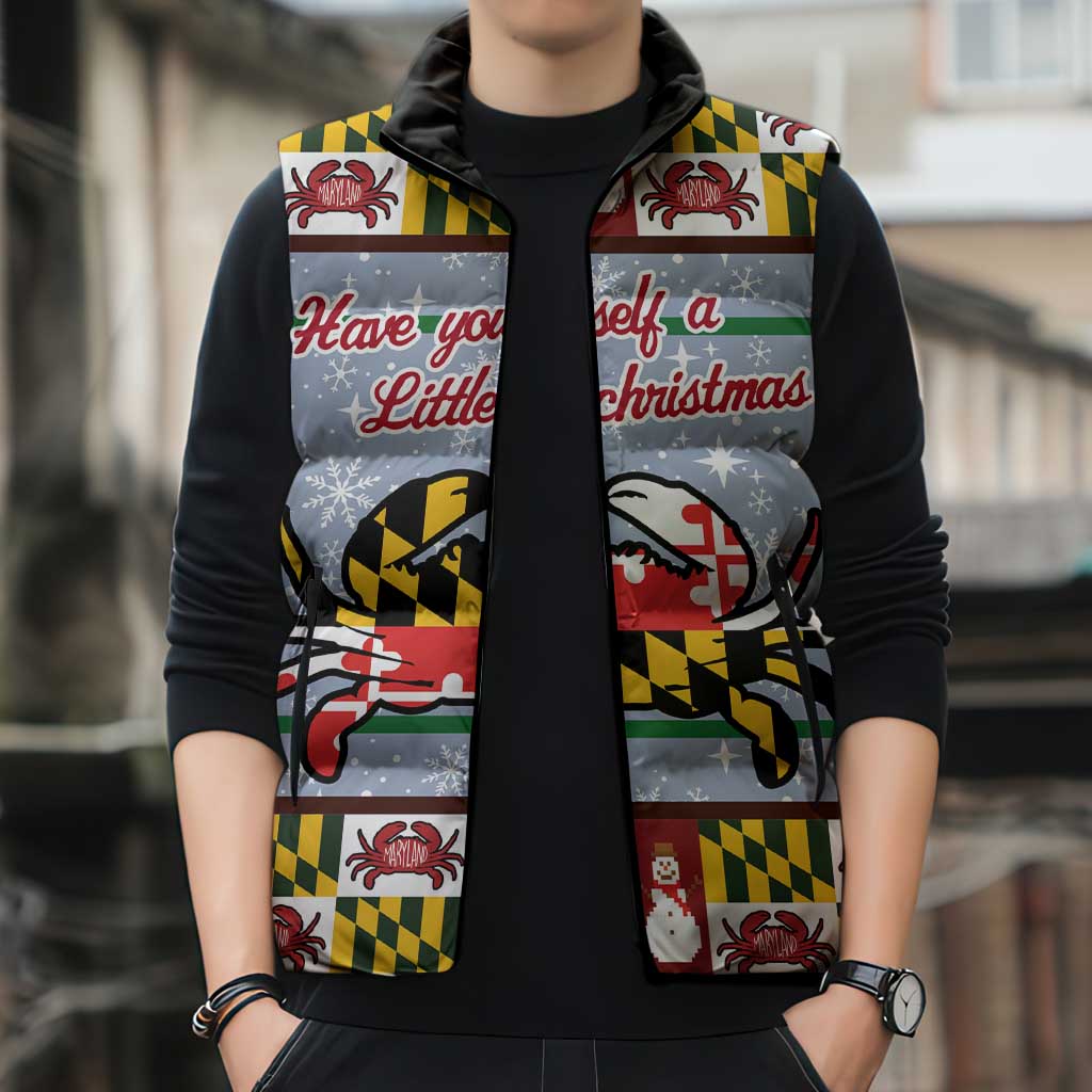 Maryland Symbols Christmas Sleeveless Puffer Jacket Xmas Holiday Patterns - Wonder Print Shop