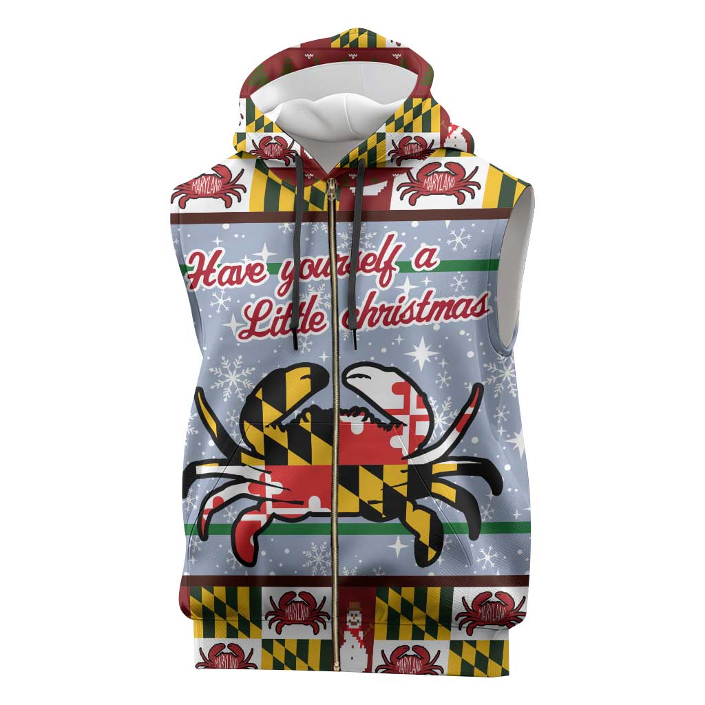 Maryland Symbols Christmas Sleeveless Zip Hoodie Xmas Holiday Patterns - Wonder Print Shop