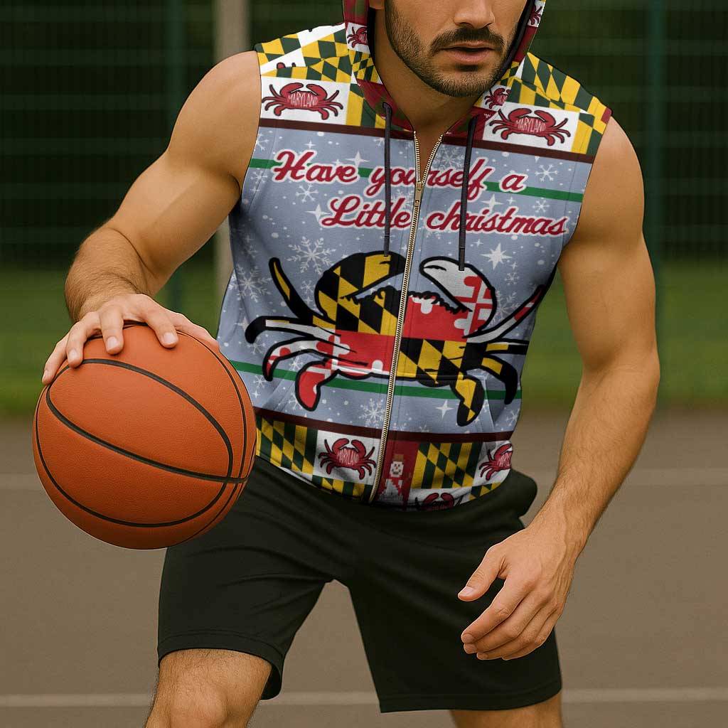 Maryland Symbols Christmas Sleeveless Zip Hoodie Xmas Holiday Patterns - Wonder Print Shop