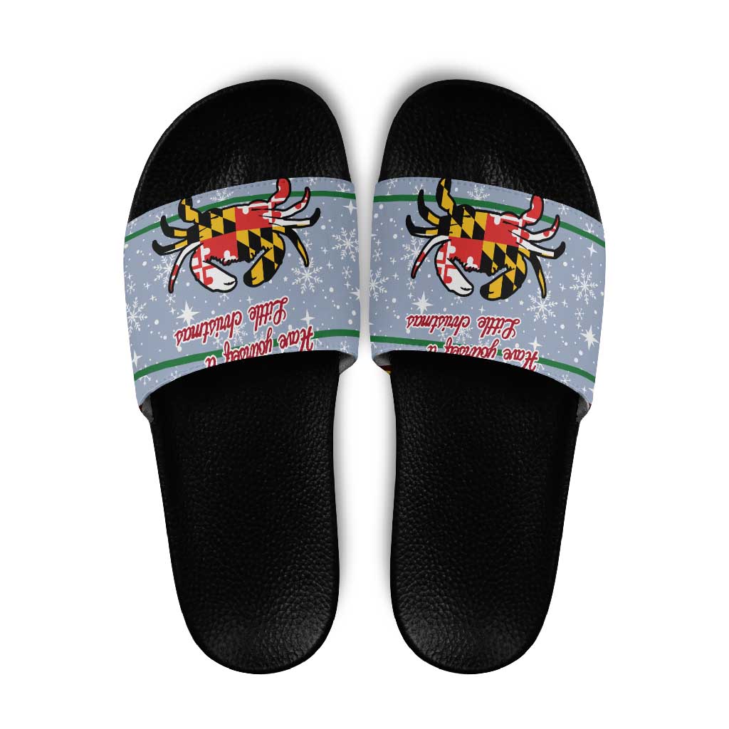 Maryland Symbols Christmas Slide Sandals Xmas Holiday Patterns - Wonder Print Shop