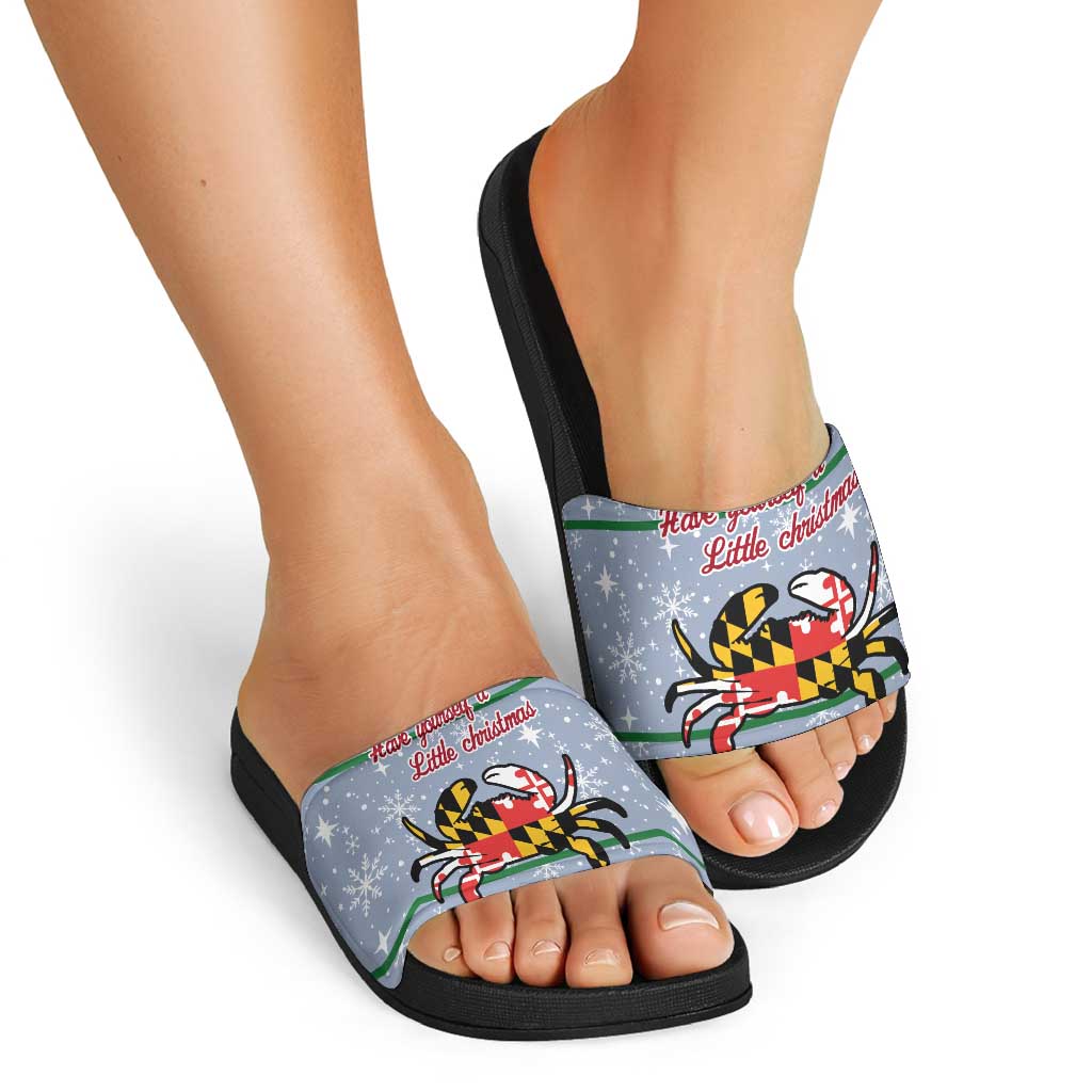 Maryland Symbols Christmas Slide Sandals Xmas Holiday Patterns - Wonder Print Shop