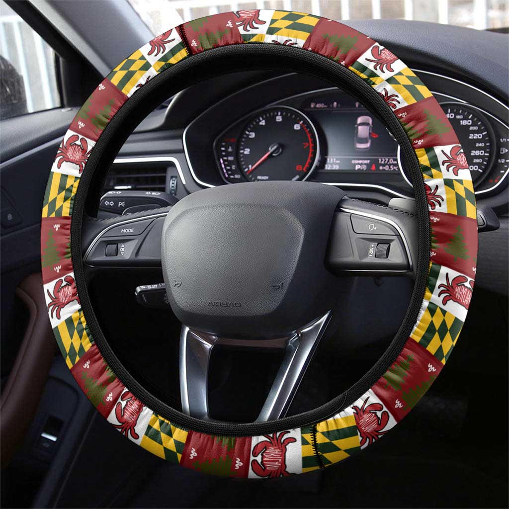 Maryland Symbols Christmas Steering Wheel Cover Xmas Holiday Patterns - Wonder Print Shop