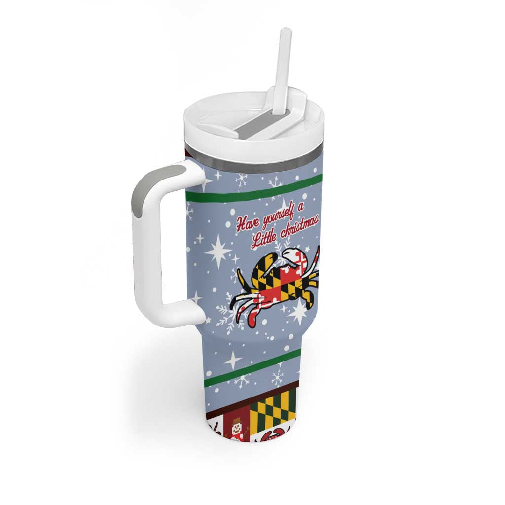 Maryland Symbols Christmas Tumbler With Handle Xmas Holiday Patterns - Wonder Print Shop