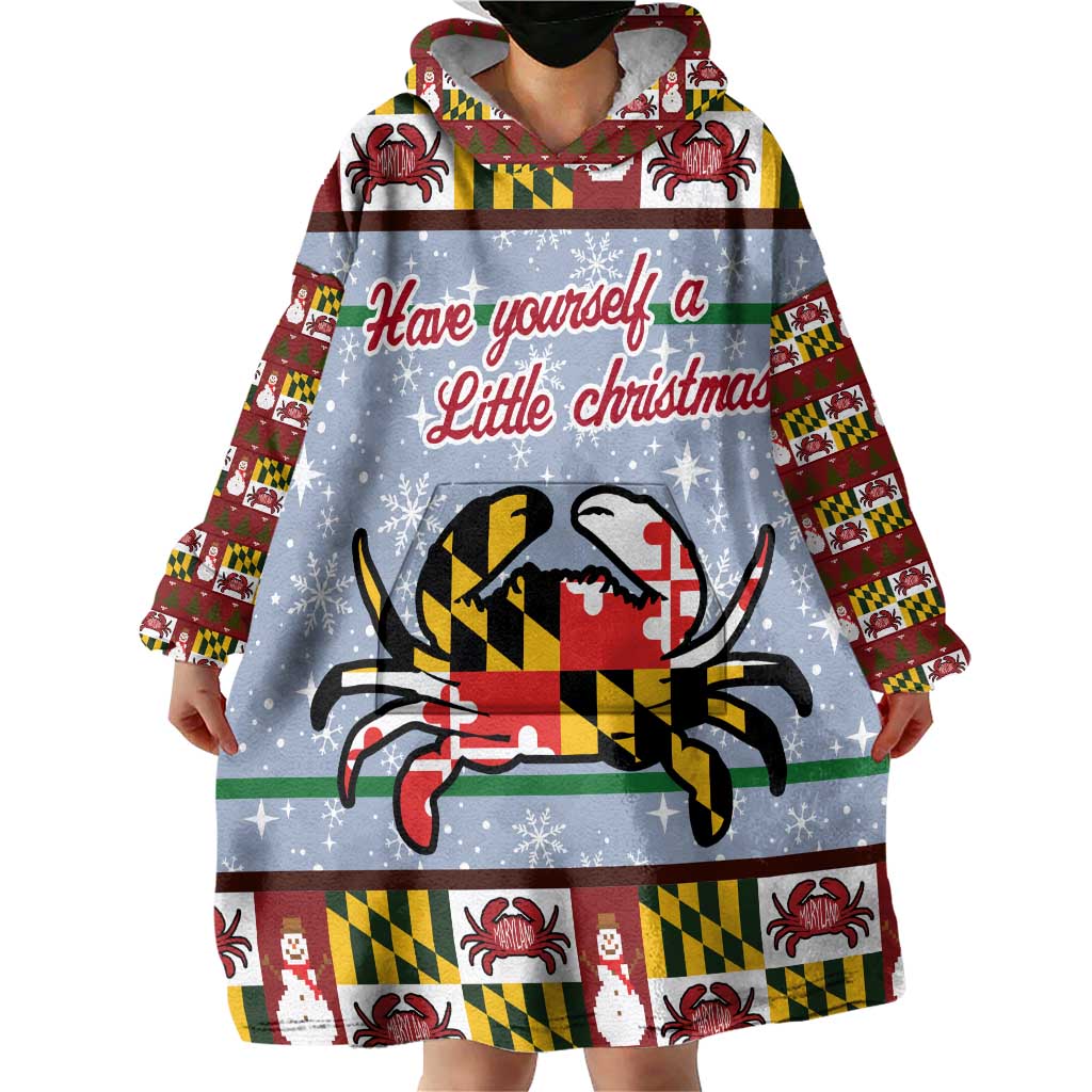 Maryland Symbols Christmas Wearable Blanket Hoodie Xmas Holiday Patterns - Wonder Print Shop
