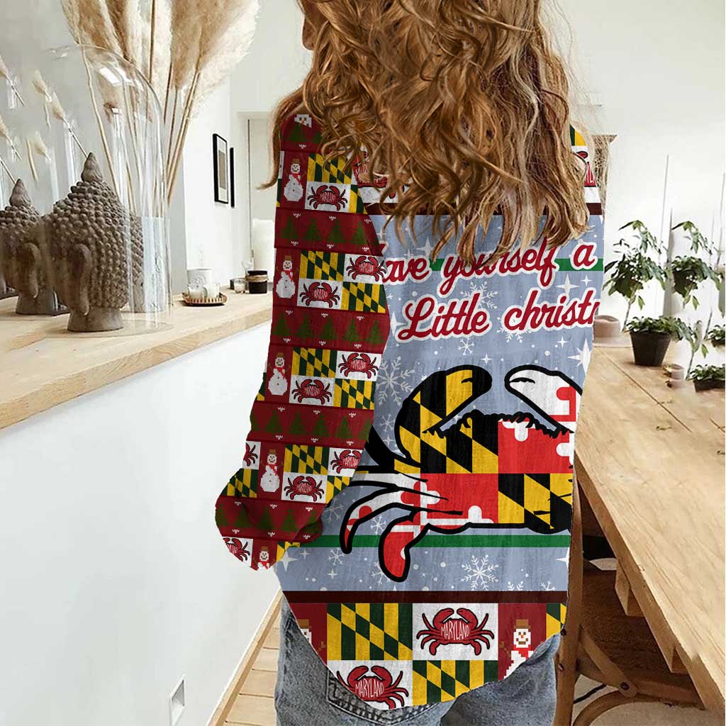 Maryland Symbols Christmas Women Casual Shirt Xmas Holiday Patterns - Wonder Print Shop