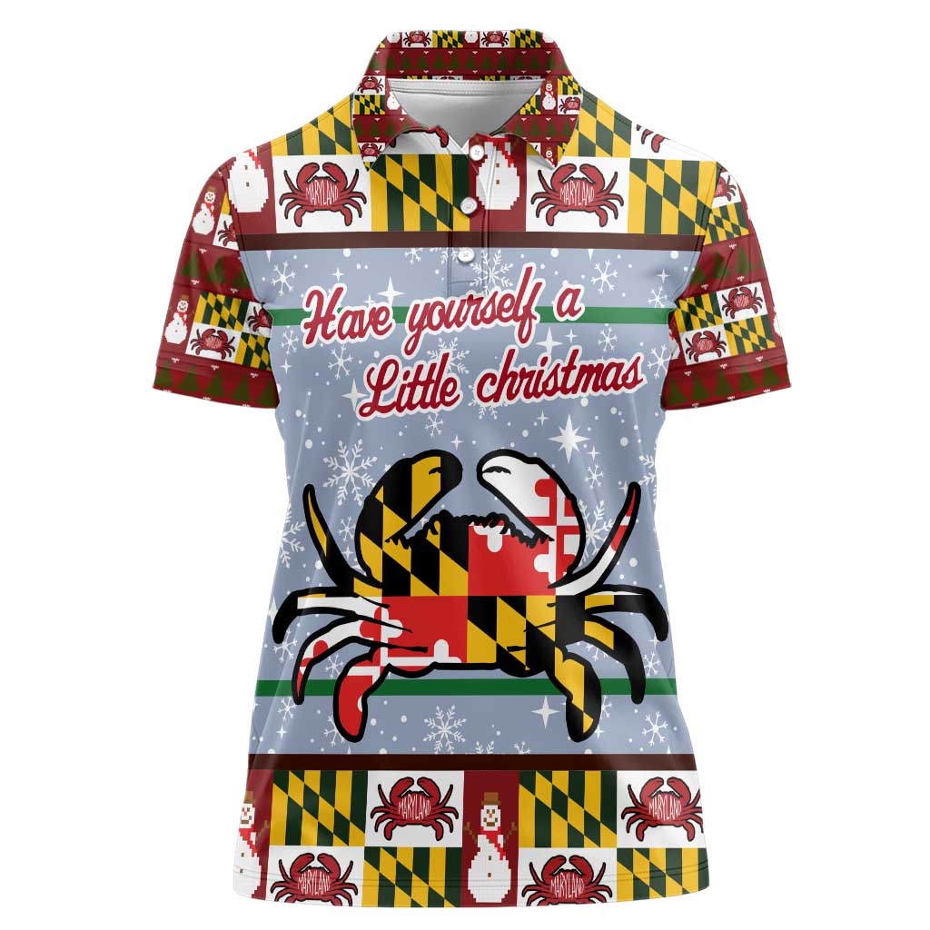 Maryland Symbols Christmas Women Polo Shirt Xmas Holiday Patterns - Wonder Print Shop