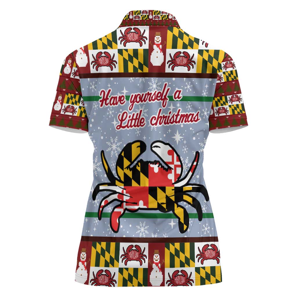 Maryland Symbols Christmas Women Polo Shirt Xmas Holiday Patterns - Wonder Print Shop