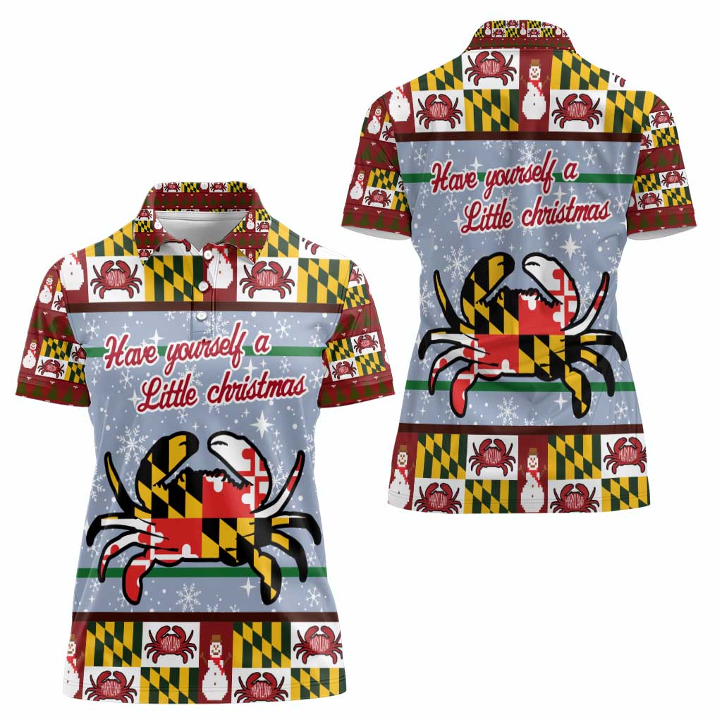 Maryland Symbols Christmas Women Polo Shirt Xmas Holiday Patterns - Wonder Print Shop