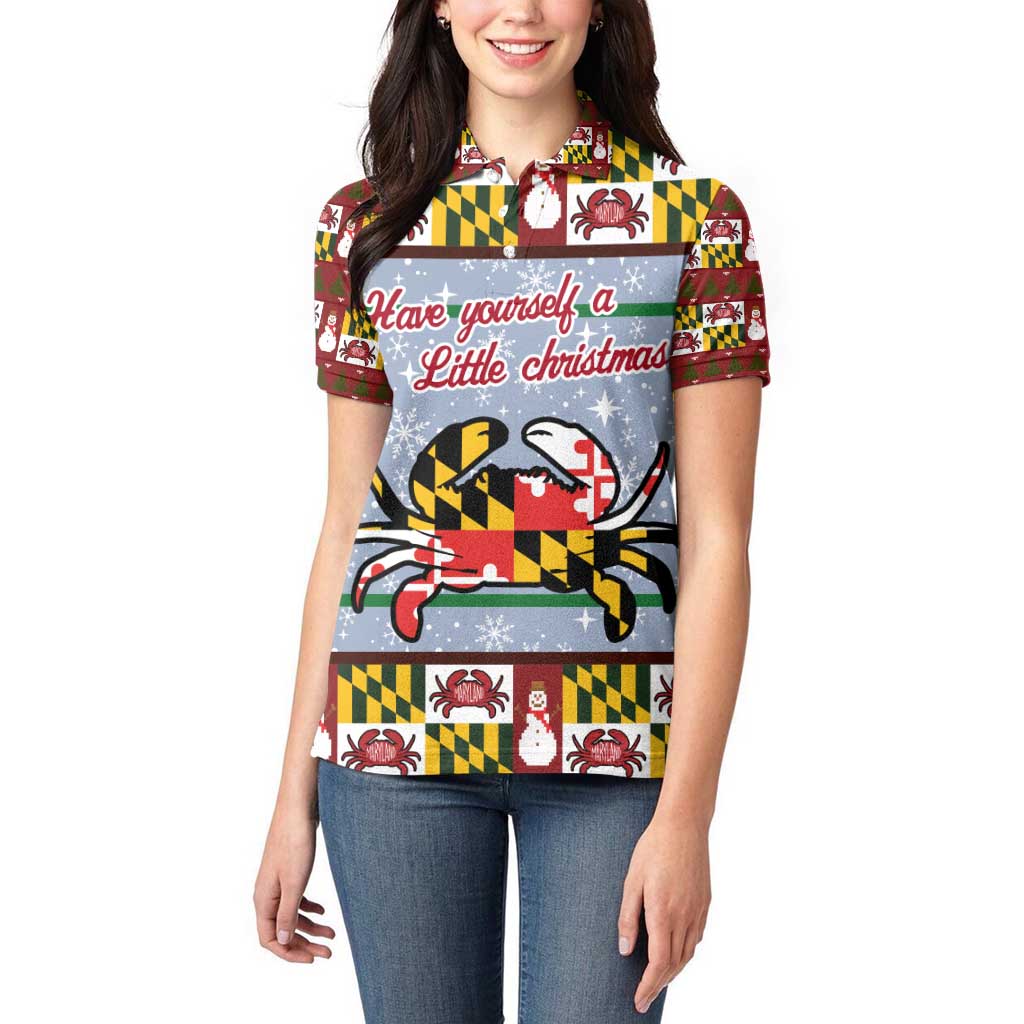 Maryland Symbols Christmas Women Polo Shirt Xmas Holiday Patterns - Wonder Print Shop