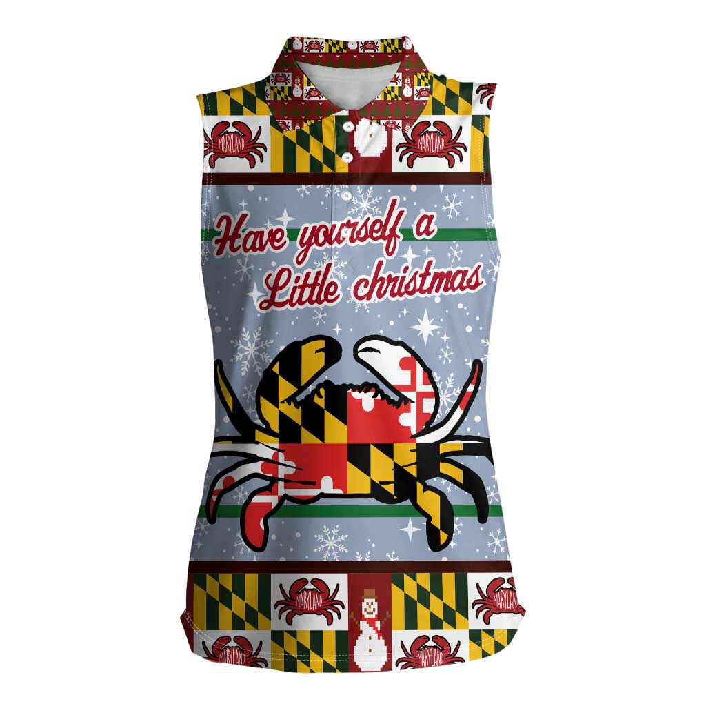 Maryland Symbols Christmas Women Sleeveless Polo Shirt Xmas Holiday Patterns - Wonder Print Shop
