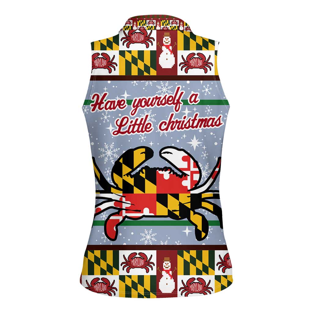 Maryland Symbols Christmas Women Sleeveless Polo Shirt Xmas Holiday Patterns - Wonder Print Shop