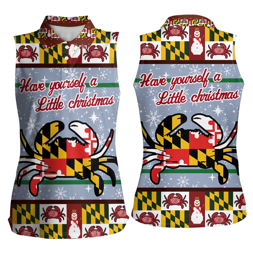 Maryland Symbols Christmas Women Sleeveless Polo Shirt Xmas Holiday Patterns - Wonder Print Shop