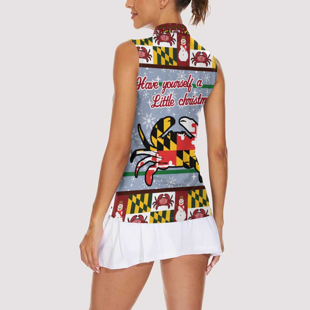 Maryland Symbols Christmas Women Sleeveless Polo Shirt Xmas Holiday Patterns - Wonder Print Shop
