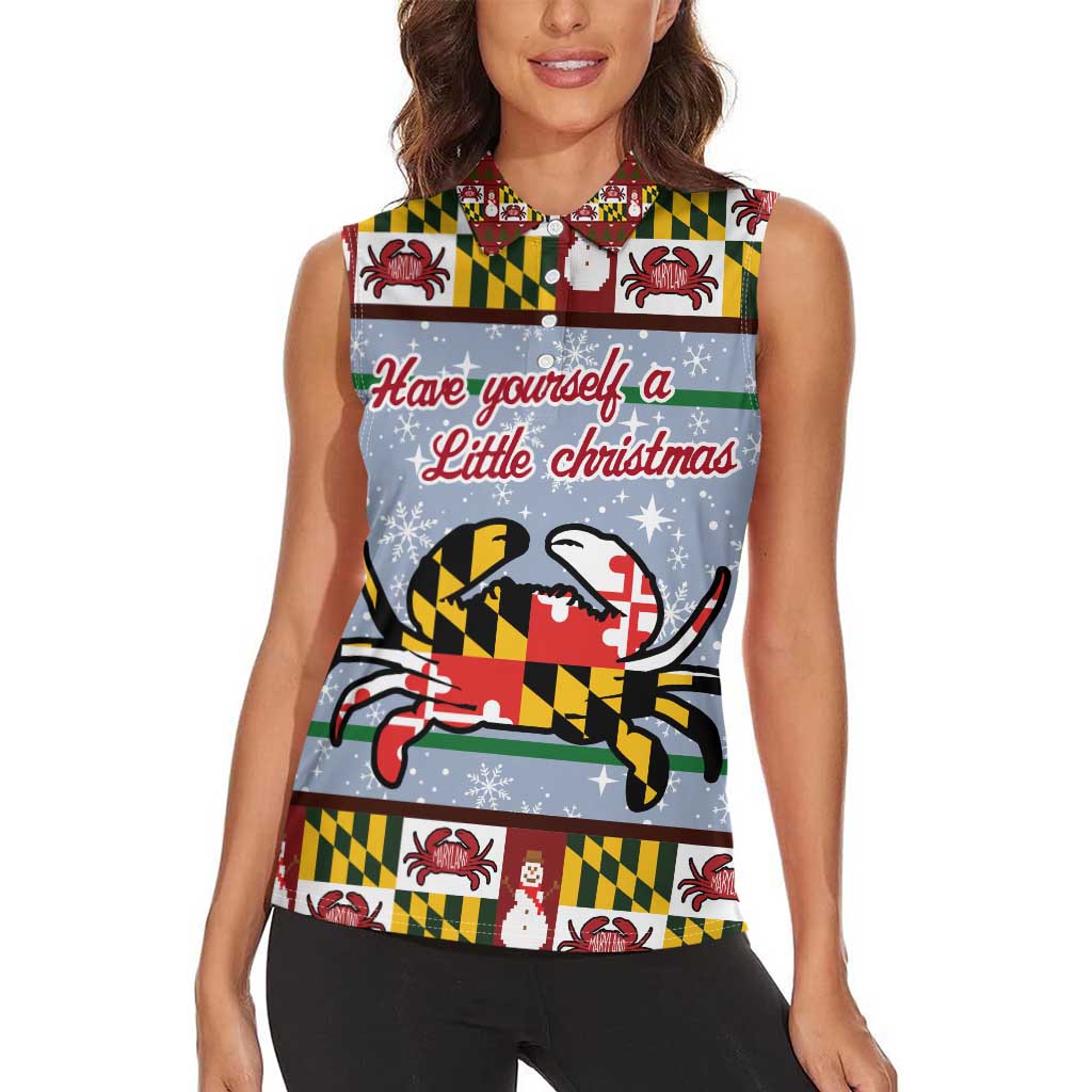 Maryland Symbols Christmas Women Sleeveless Polo Shirt Xmas Holiday Patterns - Wonder Print Shop