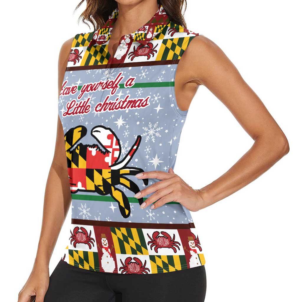 Maryland Symbols Christmas Women Sleeveless Polo Shirt Xmas Holiday Patterns - Wonder Print Shop