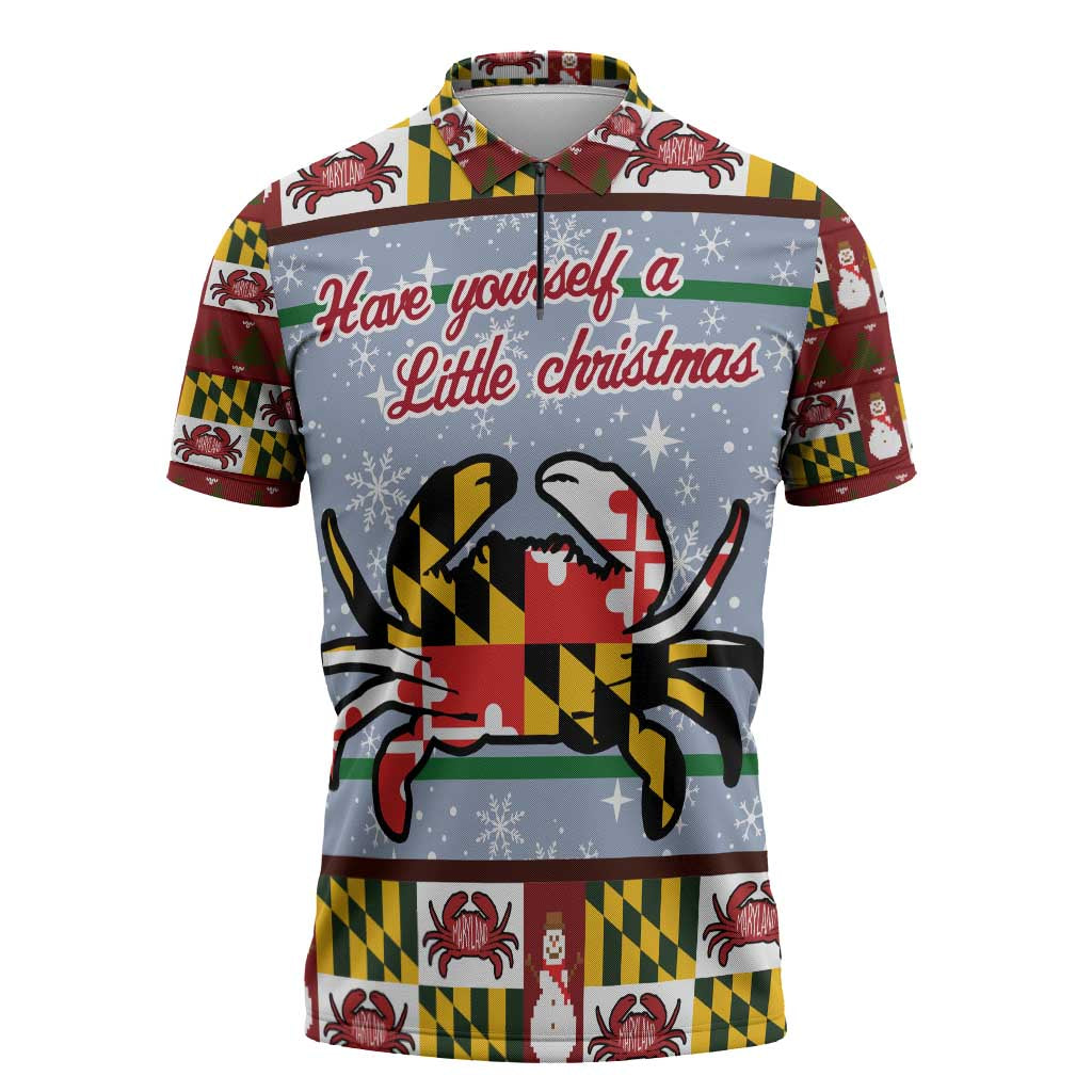 Maryland Symbols Christmas Zipper Polo Shirt Xmas Holiday Patterns - Wonder Print Shop