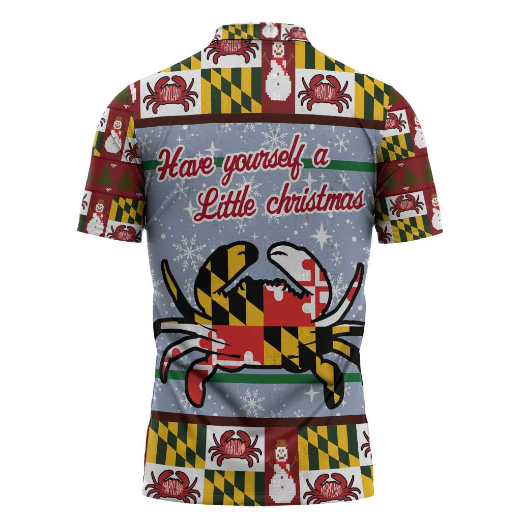 Maryland Symbols Christmas Zipper Polo Shirt Xmas Holiday Patterns - Wonder Print Shop