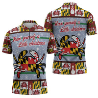 Maryland Symbols Christmas Zipper Polo Shirt Xmas Holiday Patterns - Wonder Print Shop