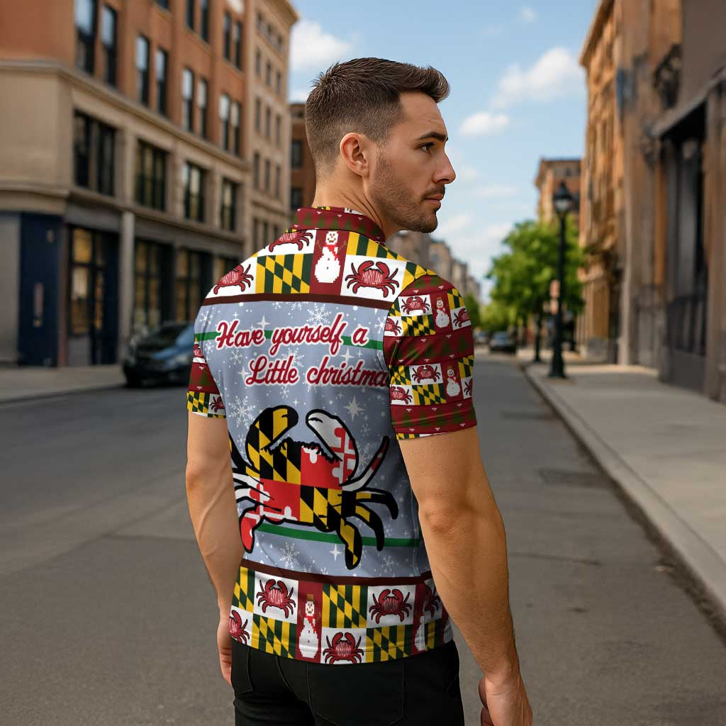 Maryland Symbols Christmas Zipper Polo Shirt Xmas Holiday Patterns - Wonder Print Shop