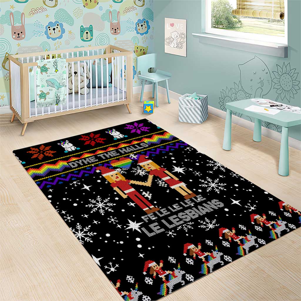 LGBT Lesbians Christmas Area Rug Xmas Holiday Patterns - Wonder Print Shop