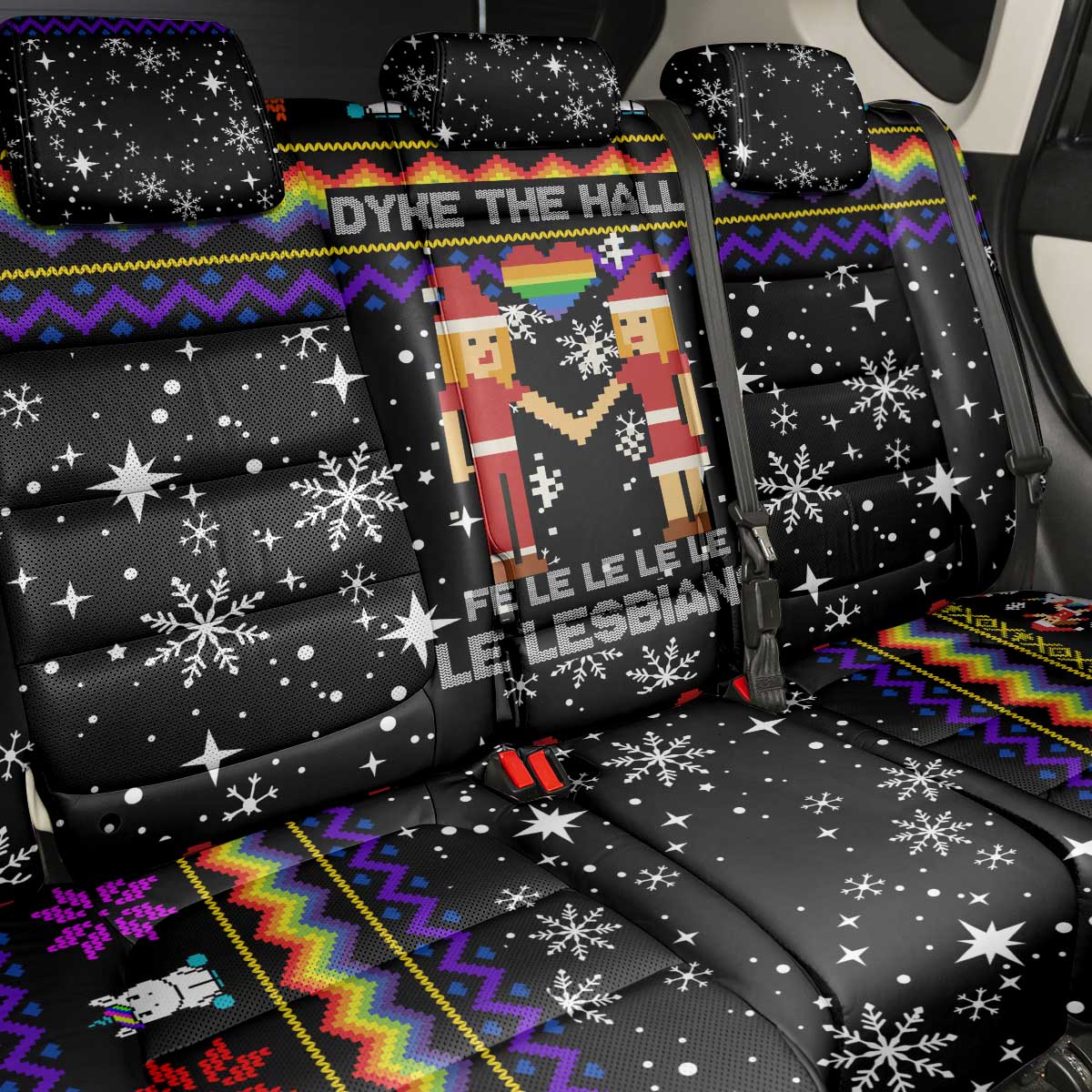 LGBT Lesbians Christmas Back Car Seat Cover Xmas Holiday Patterns - Wonder Print Shop