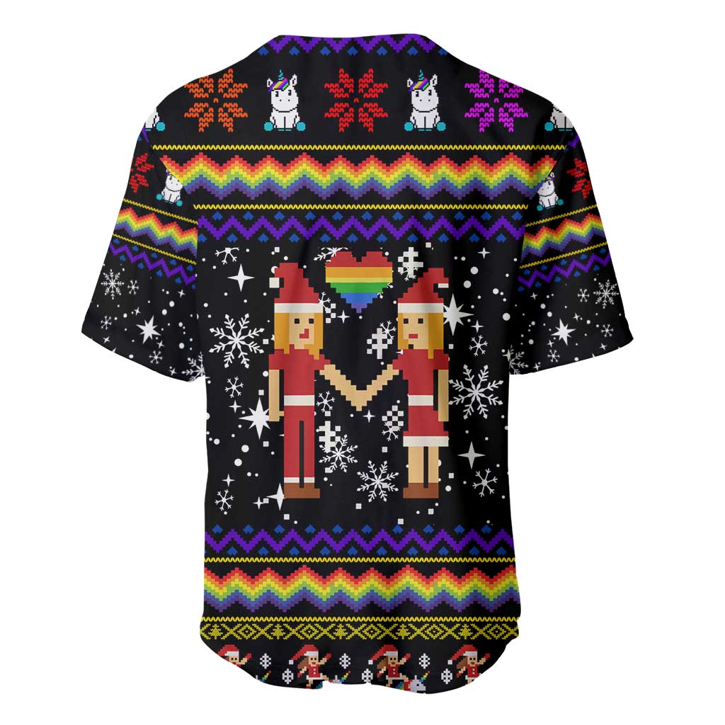 LGBT Lesbians Christmas Baseball Jersey Xmas Holiday Patterns - Wonder Print Shop