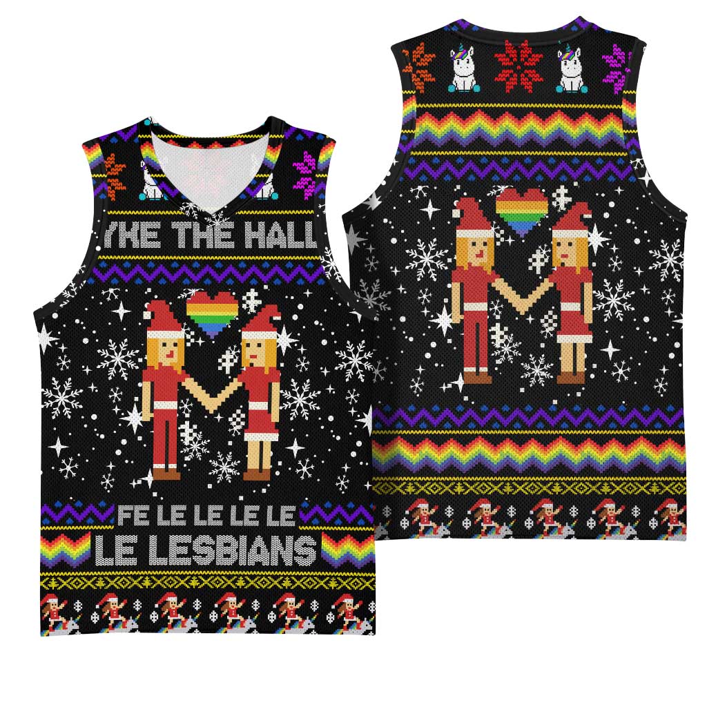 LGBT Lesbians Christmas Basketball Jersey Xmas Holiday Patterns - Wonder Print Shop