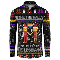 LGBT Lesbians Christmas Button Sweatshirt Xmas Holiday Patterns - Wonder Print Shop