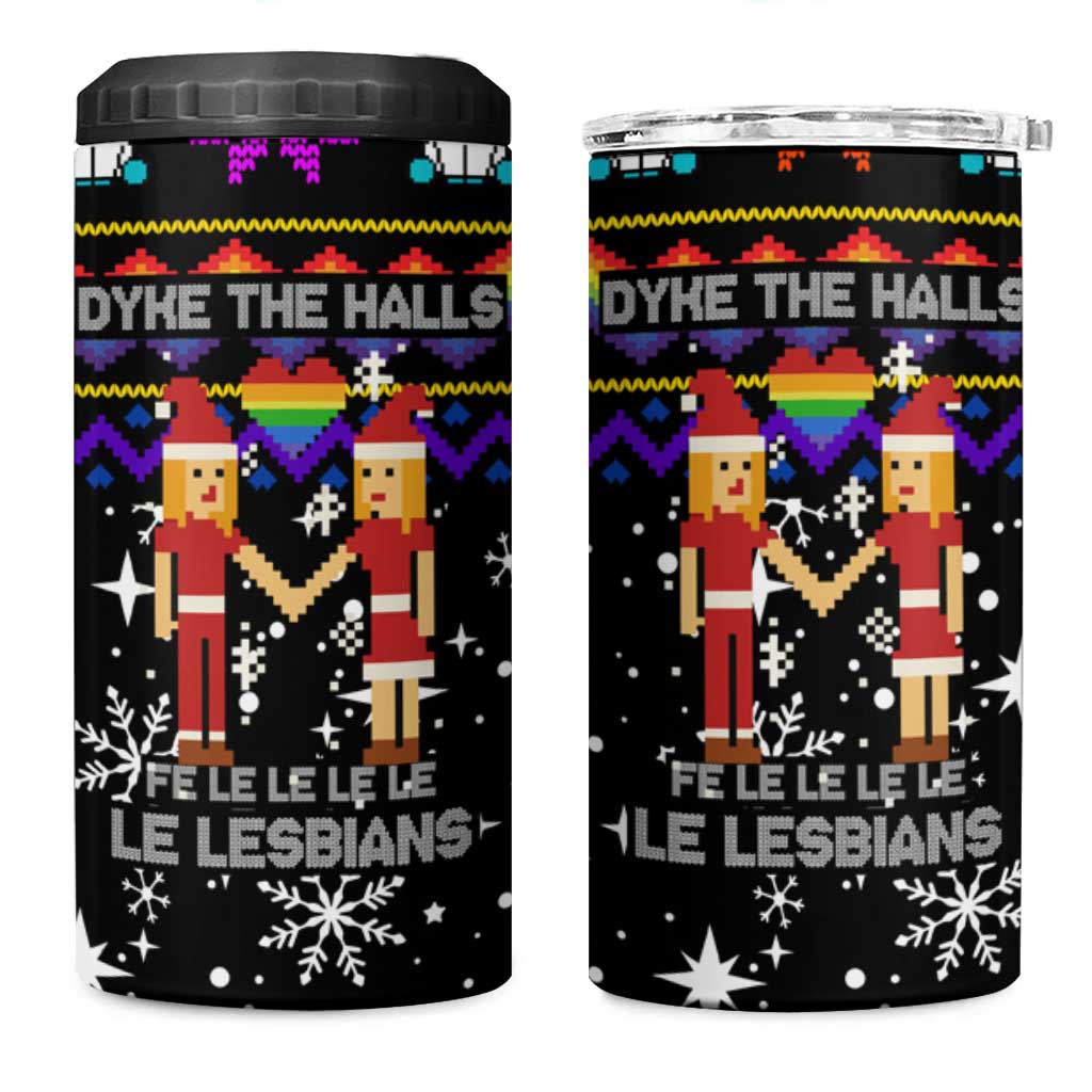 LGBT Lesbians Christmas 4 in 1 Can Cooler Tumbler Xmas Holiday Patterns - Wonder Print Shop