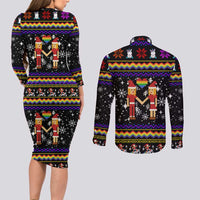 LGBT Lesbians Christmas Couples Matching Long Sleeve Bodycon Dress and Long Sleeve Button Shirt Xmas Holiday Patterns - Wonder Print Shop
