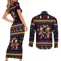 LGBT Lesbians Christmas Couples Matching Short Sleeve Bodycon Dress and Long Sleeve Button Shirt Xmas Holiday Patterns - Wonder Print Shop