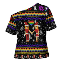 LGBT Lesbians Christmas Cross Shoulder Shirt Xmas Holiday Patterns - Wonder Print Shop