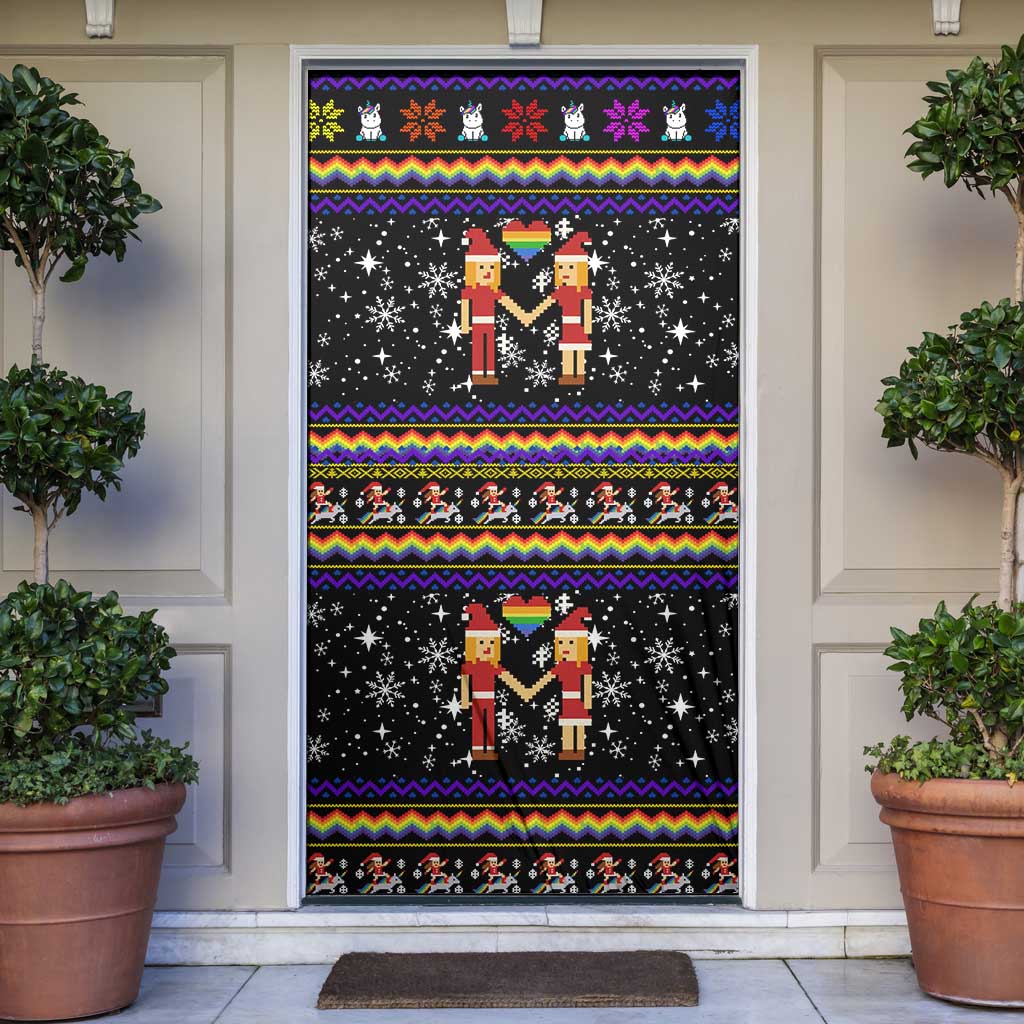 LGBT Lesbians Christmas Door Cover Xmas Holiday Patterns - Wonder Print Shop