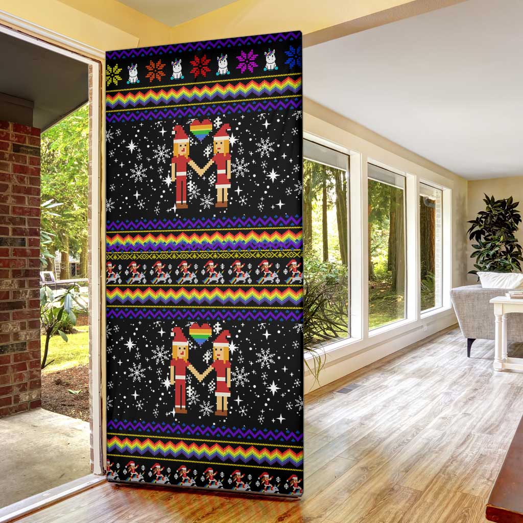 LGBT Lesbians Christmas Door Cover Xmas Holiday Patterns - Wonder Print Shop